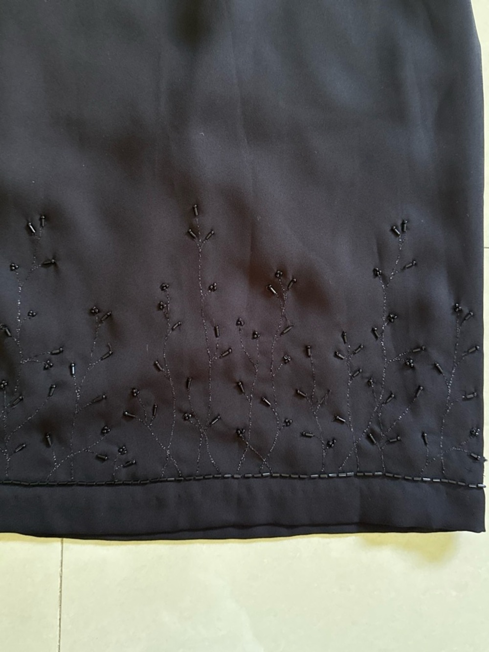 Emma James Black Beaded Pencil Skirt